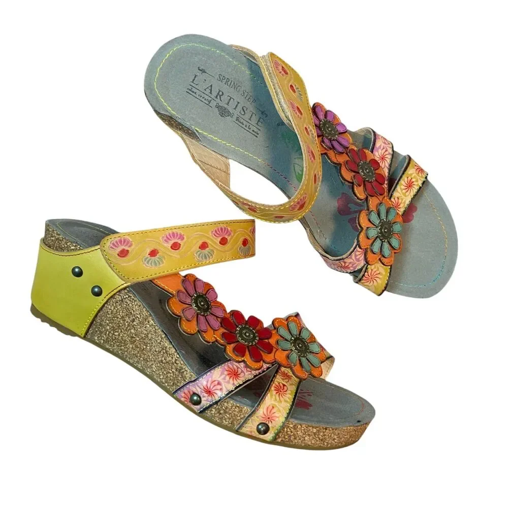 Spring Step Multicolor Floral Wedges - Picture 2 of 7